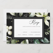 エレガントグリーン | 水色ブラックRSVPカード 招待状 (正面)