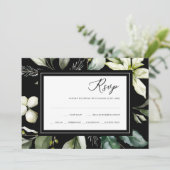 エレガントグリーン | 水色ブラックRSVPカード 招待状 (スタンド正面)