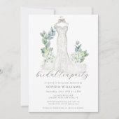エレガントグリー結婚ズドレスブライダル茶パーティー 招待状 (正面)