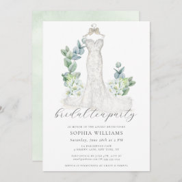 エレガントグリー結婚ズドレスブライダル茶パーティー 招待状