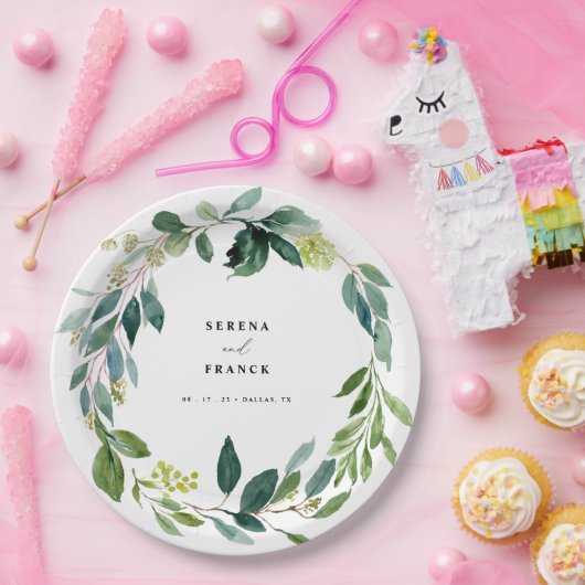 エレガントグリー結婚ズ紙プレート ペーパープレート (パーティー)