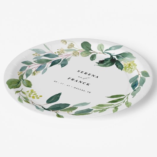 エレガントグリー結婚ズ紙プレート ペーパープレート (アングル)