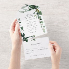 エレガントグリ結婚ーナリー・オール・イン・ワン オールインワン招待状