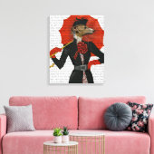 エレガントグレイハウンドと赤の傘 キャンバスプリント (インサイチュ (リビング))