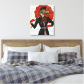 エレガントグレイハウンドと赤の傘 キャンバスプリント (インサイチュ (寝室))