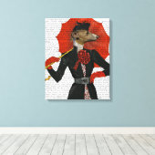 エレガントグレイハウンドと赤の傘 キャンバスプリント (インサイチュ (ウッドフロア))