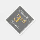 エレガントグレイフェイク金ゴールド3歳+名前をカスタムする スタンダードランチョンナプキン (角)