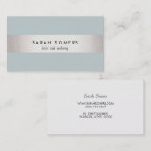 エレガントグレイモダンフェイクブ銀ストライプの 名刺 (正面/裏面)