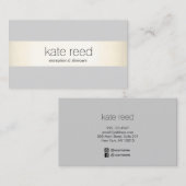 エレガントグレイモダン金ゴールドストライプの 名刺 (正面/裏面)