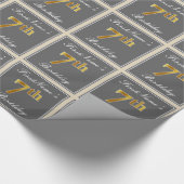 エレガントグレイ、フェイク金ゴールド第7誕生日、名前をカスタムする ラッピングペーパー (角)