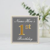 エレガントグレイ、フェイク金ゴールド1歳、名前をカスタムする 招待状 (スタンド正面)