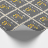 エレガントグレイ、フェイク金ゴールド8誕生日、名前をカスタムする ラッピングペーパー (角)