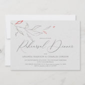 エレガントグレーと赤シンプルの花リハーサルディナー 招待状 (正面)