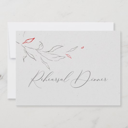 エレガントグレーと赤シンプルの花リハーサルディナー 招待状 (裏面)