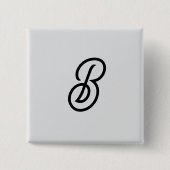 エレガントグレーのミニマモダンリストイニシャル 缶バッジ (正面)