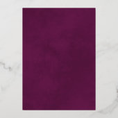 エレガントグレーズのシルバーレースカシス結婚パープル 箔招待状 (裏面)