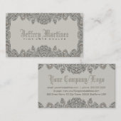エレガントグレー華美ビクトリアン渦巻きフレーム 名刺 (正面/裏面)