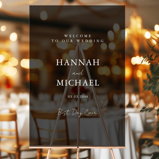 エレガントグレー透明ミニマル結婚の アクリルサイン