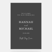 エレガントグレー透明ミニマル結婚の アクリルサイン (正面)