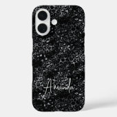 エレガントグレー ブラックヒョウ柄モノグラム Case-Mate iPhoneケース (裏面)