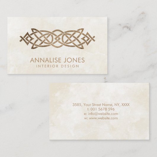 エレガントケルト結び目模様オーナメント-ヴィンテージ金ゴールド 名刺 (正面/裏面)