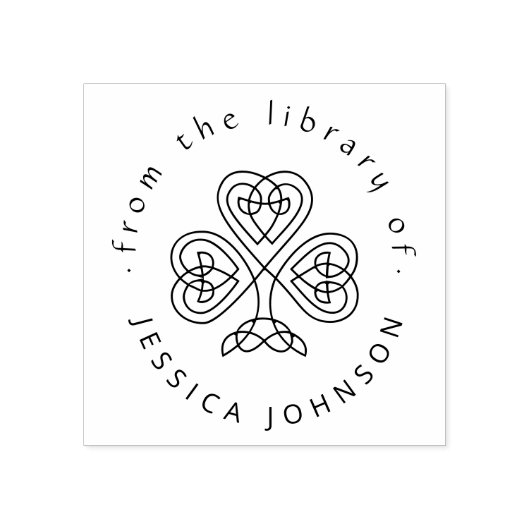 エレガントケルト結び目模様シャムロックカスタム図書館本 ラバースタンプ (インプリント)