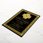 エレガントケルト結び目模様ブラックと金ゴールド 箔招待状 (回転した状態)