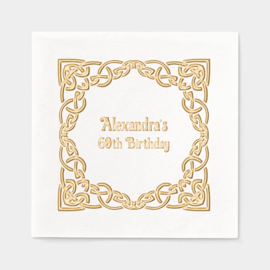 エレガントケルト結び目模様生誕祭パーティー 箔ナプキン (正面)