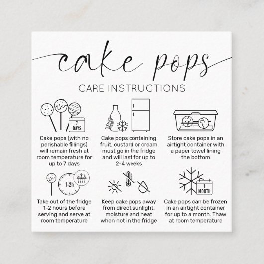 エレガントケーキミニマルポップ気に指示カード スクエア名刺 (正面)