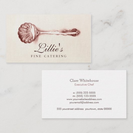 エレガントケータリングパーソナルシェフヴィンテージスプーン 名刺 (正面/裏面)