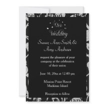 エレガントゲイブラック&シルバー結婚式招待状