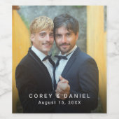 エレガントゲイ結婚のカップル写真 ワインラベル (シングルラベル)