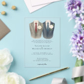 エレガントゲイ結婚のスーツを着た二室 アクリル招待状 (インサイチュ (ウェディング))