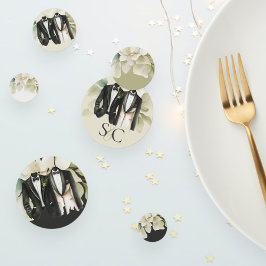 エレガントゲイ結婚のスーツを着た二室 コンフェッティ