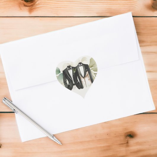 エレガントゲイ結婚のスーツを着た二室 ハートシール