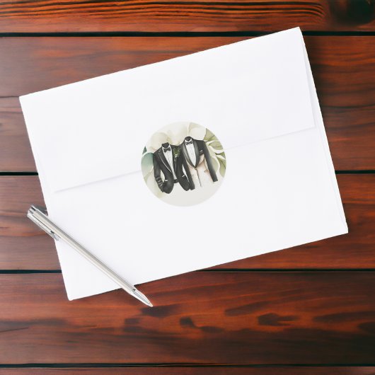 エレガントゲイ結婚のスーツを着た二室 ラウンドシール