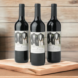 エレガントゲイ結婚のスーツを着た二室 ワインラベル