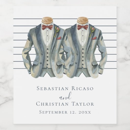 エレガントゲイ結婚のスーツを着た二室 ワインラベル (シングルラベル)