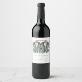 エレガントゲイ結婚のスーツを着た二室 ワインラベル