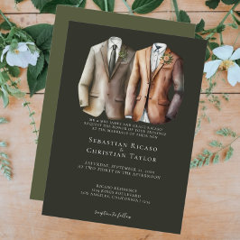 エレガントゲイ結婚のスーツを着た二室 招待状