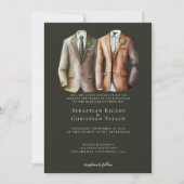 エレガントゲイ結婚のスーツを着た二室 招待状 (正面)