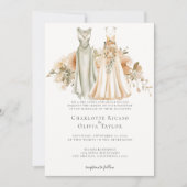 エレガントゲイ結婚のドレスの二つの花嫁 招待状 (正面)