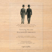 エレガントゲイ結婚のモーニングスーツの二室 アクリル招待状 (正面)