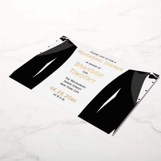 エレガントゲイ結婚のリハ実在ーシア金フォイルカード 箔招待状 (回転した状態)