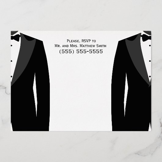 エレガントゲイ結婚のリハ実在ーシア金フォイルカード 箔招待状 (裏面)