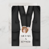 エレガントゲイ結婚の新郎の手のエスニック 招待状 (正面/裏面)