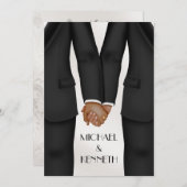 エレガントゲイ結婚の新郎の手のエスニック 招待状 (正面/裏面)