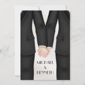エレガントゲイ結婚の新郎の手 招待状 (正面)
