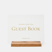 エレガントゲストブックのサイン結婚金ゴールドに署名 アクリルサイン (正面)
