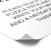 エレガントゲストブックパズル結婚のサイン ポスター (角)